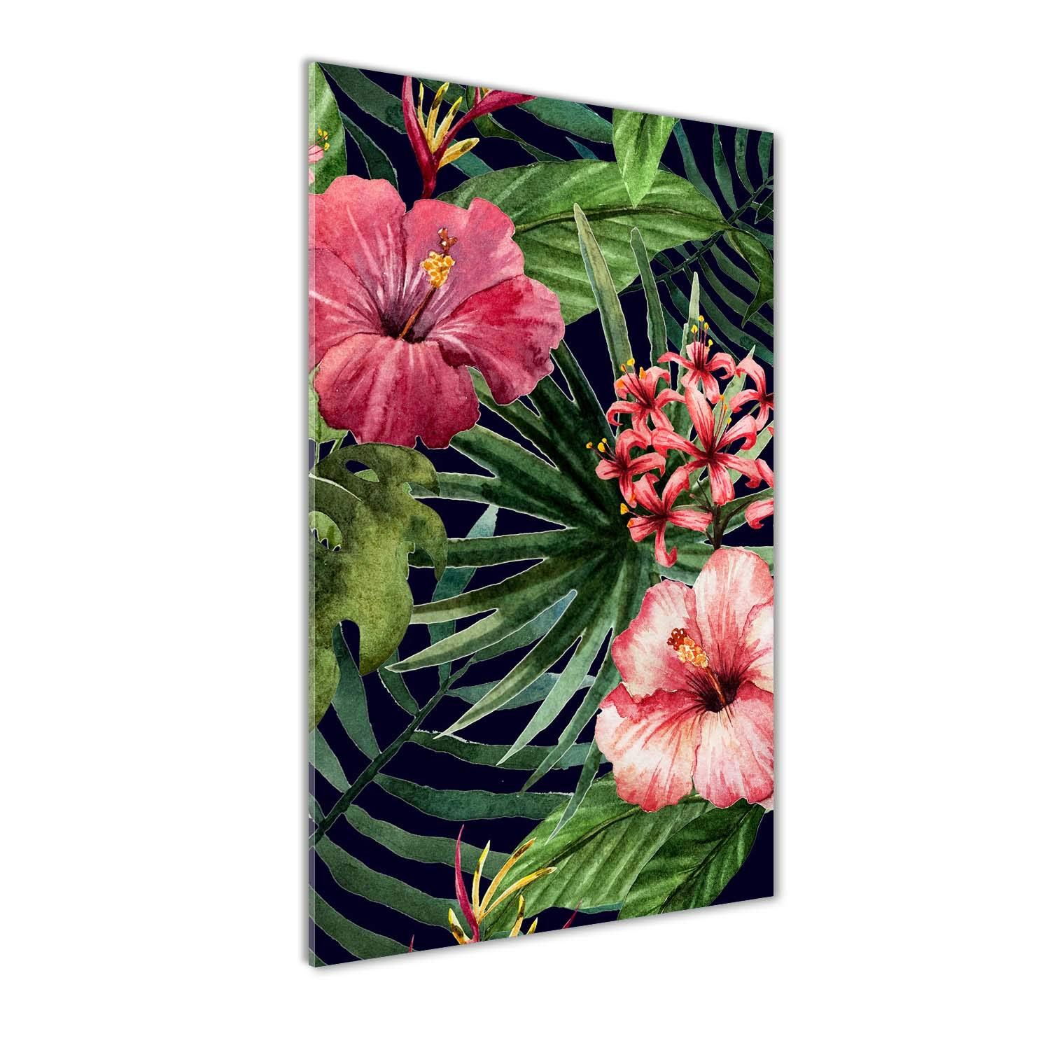 Image tableau photo décorative rouge fleurs plantes hawaïennes impression sur verre