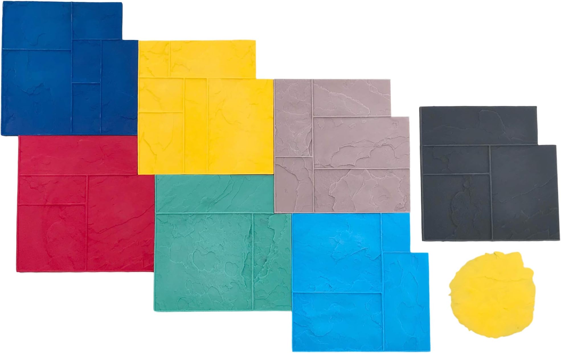 Ashler Notched Slate Concrete Stamp Set by Walttools | Decorative Tile Pattern Polyurethane Texturing Mats, Sturdy, Realistic Detail (8 Piece)