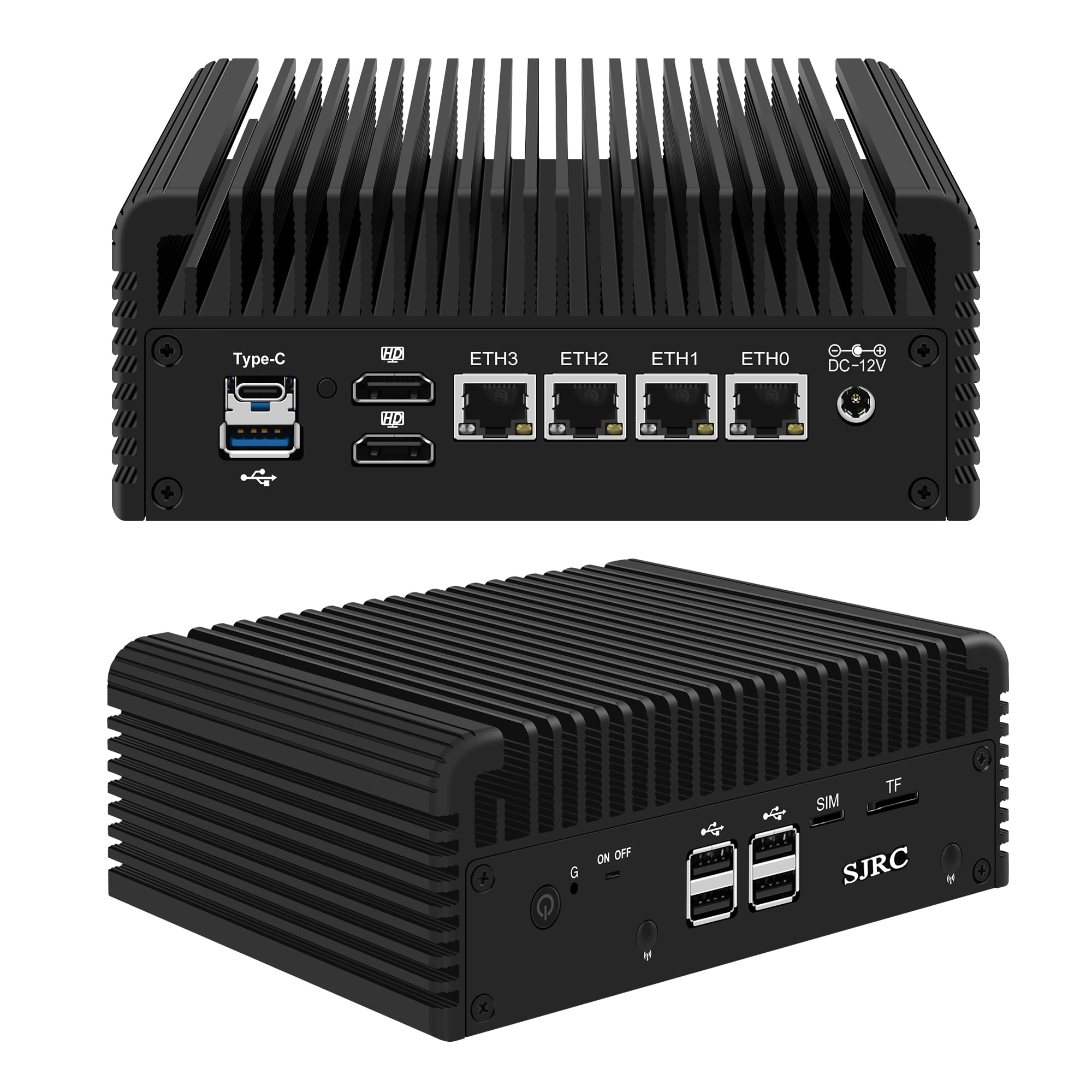 SJRC Mini PC, N95 Firewall Appliance 4 x i226-V 2.5GbE LAN, Fanless Router Micro Computer Hardware M.2 NVMe, SATA 3.0, HD+DP+Type-C, NO RAM NO SSD, OPNsense, AES-NI