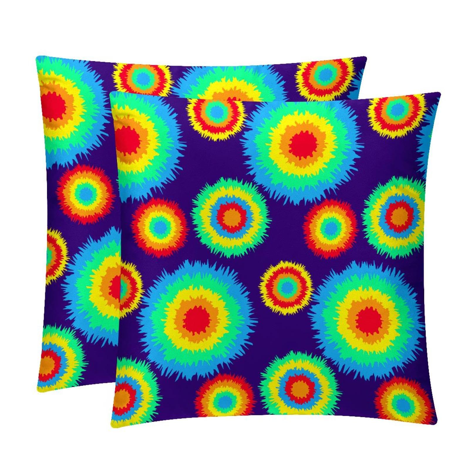 TDGKPZ Colorful Throw Pillow Cases 2 Pack Pillowcases Zipper Cushion Covers For Bedroom Living Room 45x45cm