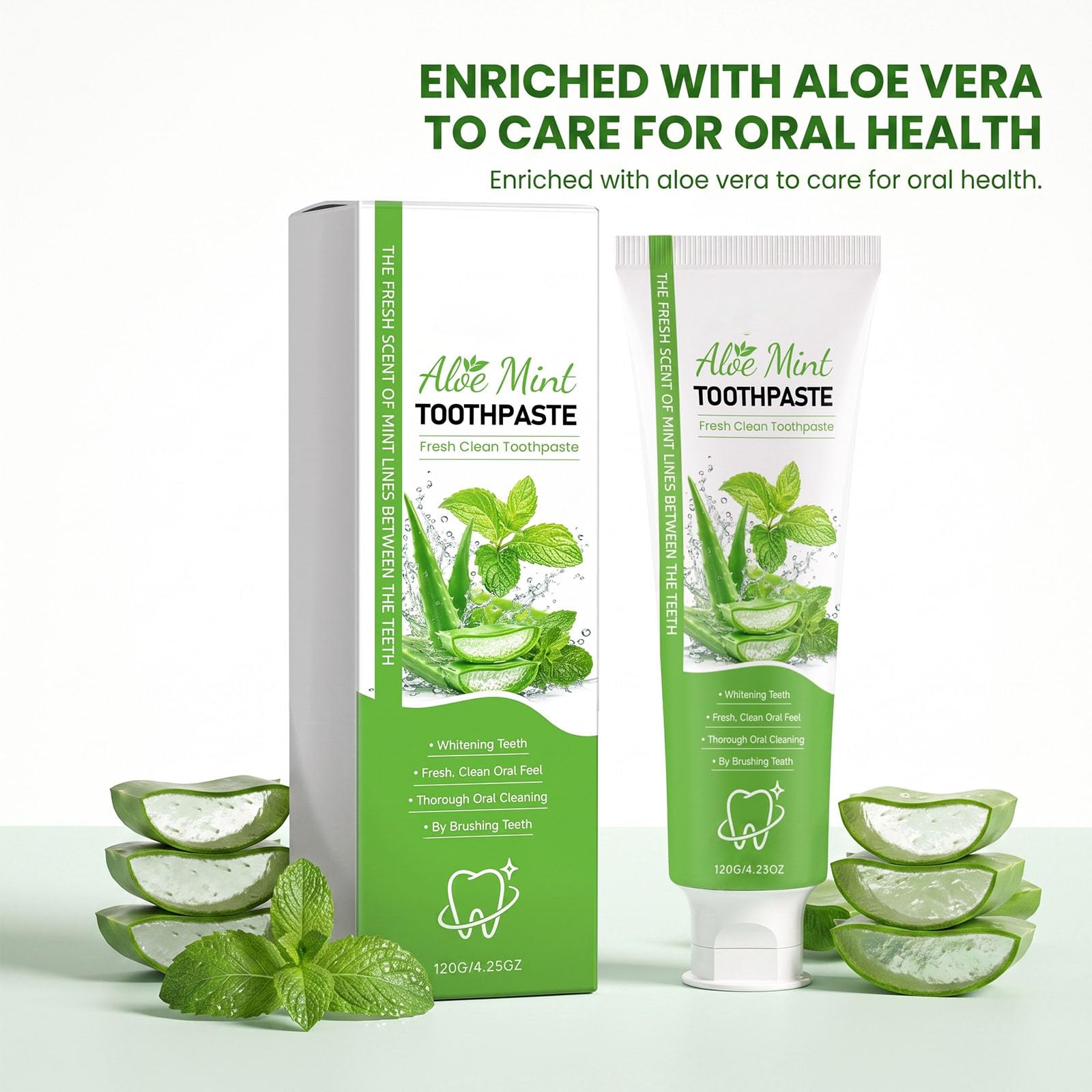 Dentifricio aloe menta sbiancante con nano-idrossiapatite orale (5Pcs)