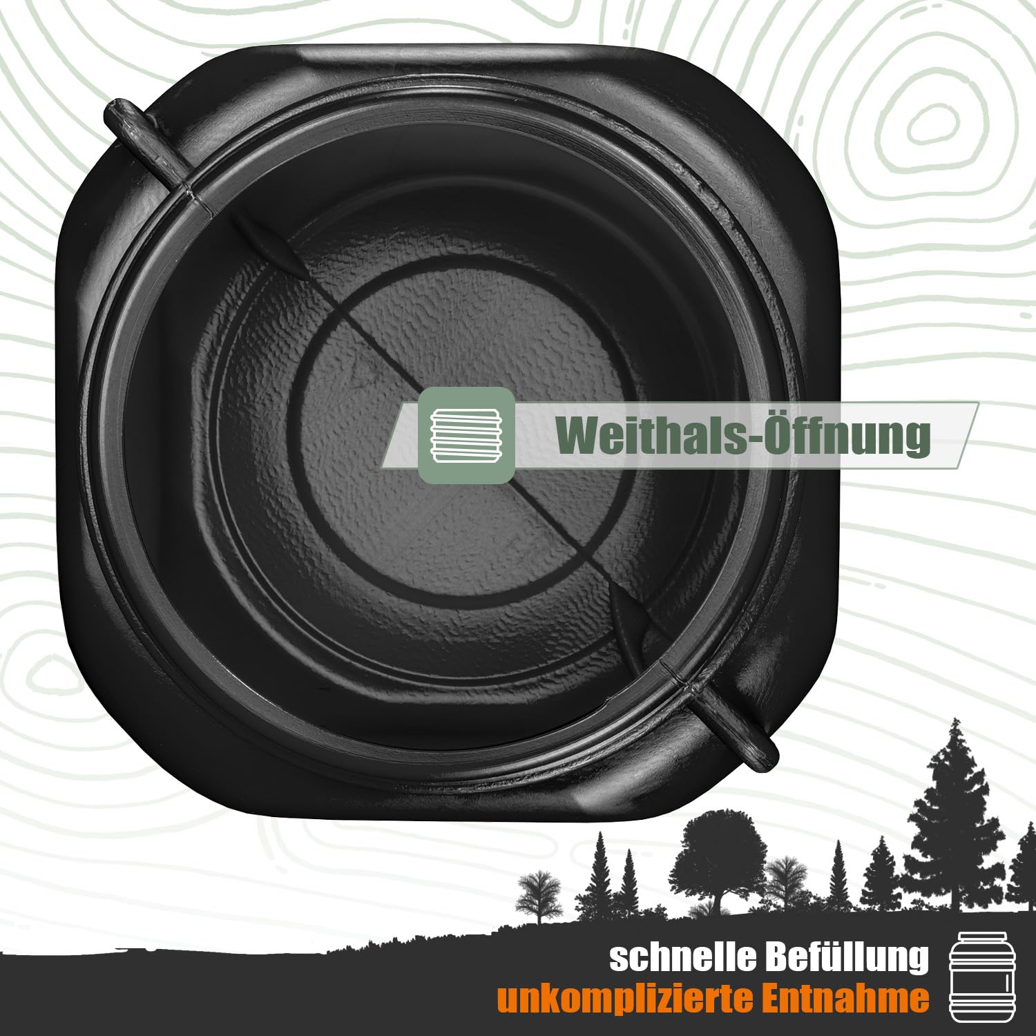 Weithalsfass Futtertonne Hund Gärfass Lebensmittelbehälter mit Deckel Kanister Lebensmittelecht Futter Tonne Pferd Mostfass (Schwarz, 20 Liter)