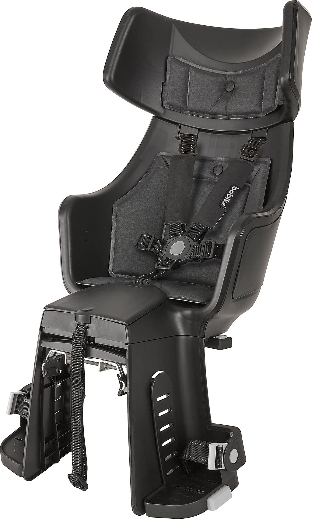 BOBIKE 8011300026 - Hinterer Fahrradsitz EXCLUSIVE Tour Plus fuer Rahmen, fuer Kinder von 9 Monaten bis 6 Jahren bis 22 kg in Farbe Urban Schwarz