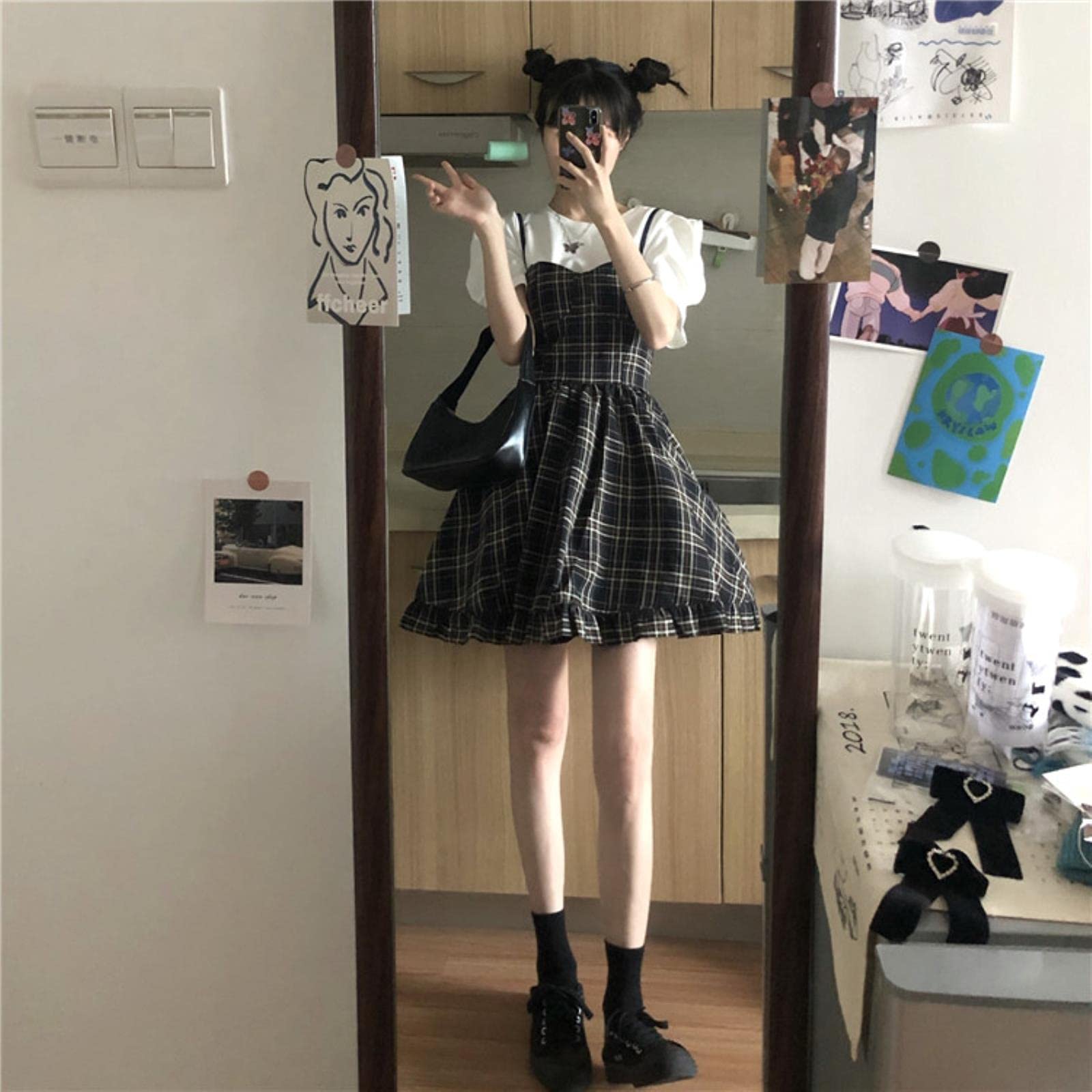 ZXCB 2020 Summer New Korean Sleeveless Skirt High Waist All-match A- line  Ruffles Dungaree Dress Women sweet lolita dress : Amazon.co.uk: Fashion