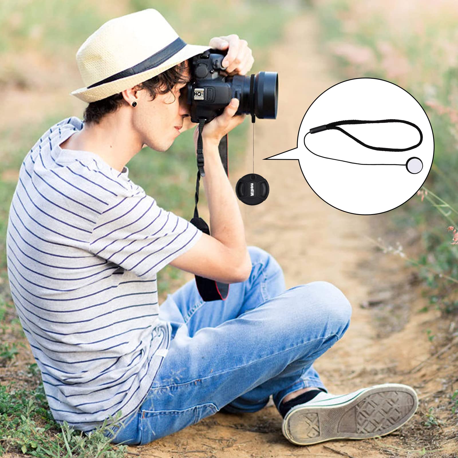 5 Pièces Dragonne Appareil Photo Poignet, Cache Objectif Universel, Bouchons D'objectif élastiques, Lanière Élastique Auto-adhésive Chaîne Anti-Perte Compatible pour éviter de Perdre