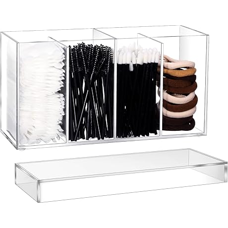 4 Compartment Acrylic Lash Cart Organizer and Storage with Lid