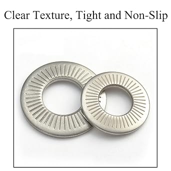 M4 304 Stainless Steel Belleville Spring Disc Washer with Non-Slip Teeth Pattern Flat Washer, Pack of 10