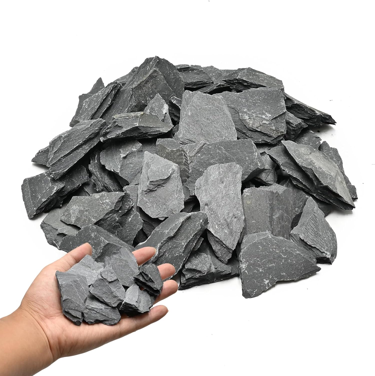 Natural Rocks Slate Stone 1-2 Inches Decorative Stones for Miniature Landscaping,Fairy Gardens,Bonsai,DIY Crafts,Aquariums & Reptile Terrariums-1lb