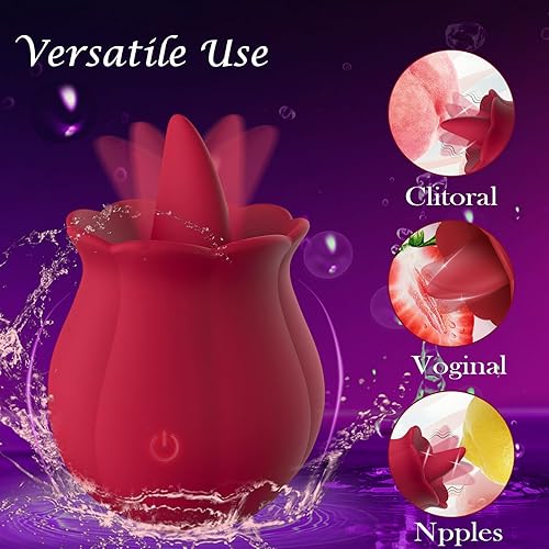 Miniatura 3 de Vibrador de lengua y clítoris con diseño de rosa, estimulador de vibración juguete sexual para mujeres | Juguete para lamer rosa para adultos | 10