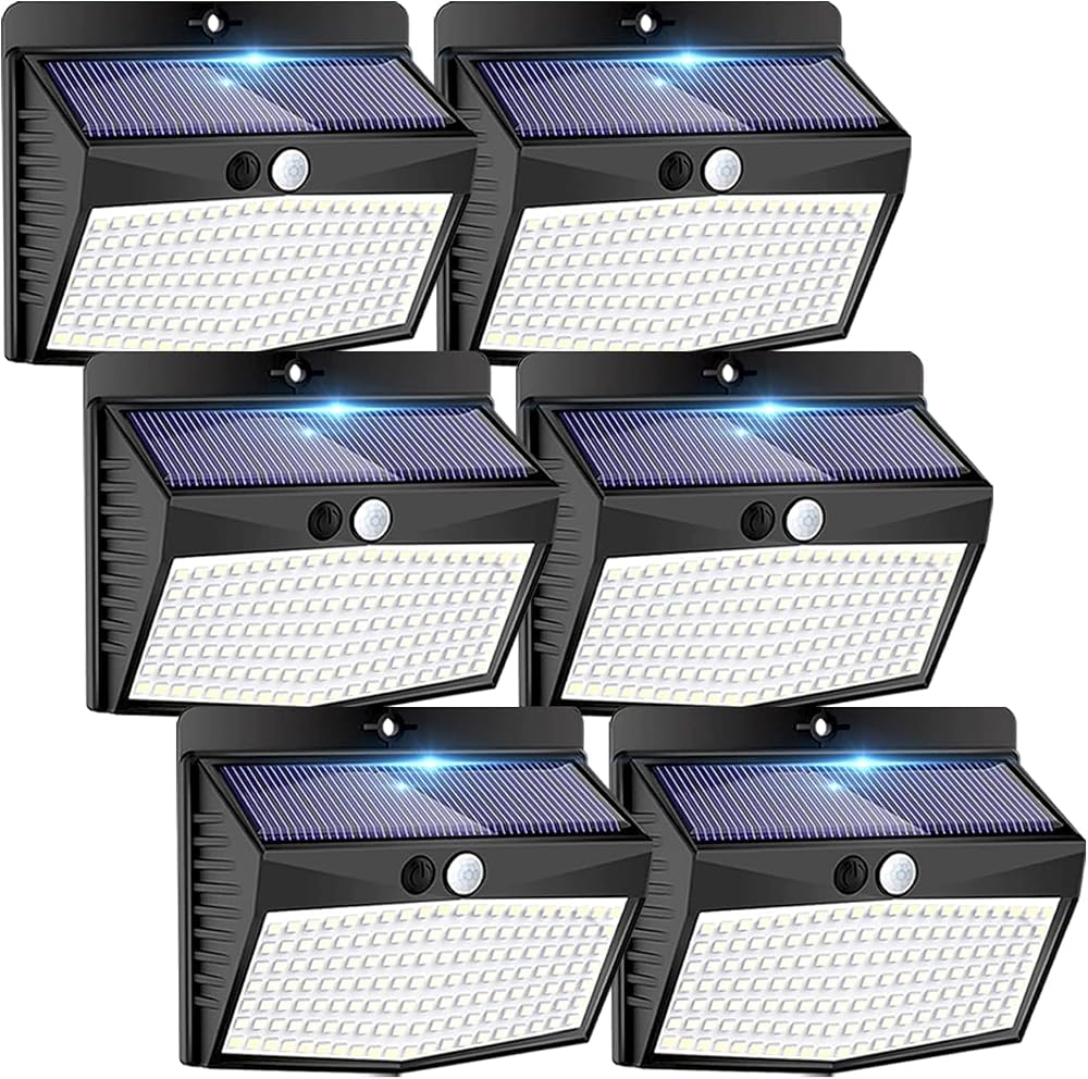 Peasur 6 Pack Solar Motion Sensor Lights Outdoor Waterproof with 3 Modes