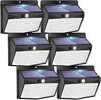 Peasur 6-Pack Solar Motion Sensor Lights Outdoor - Waterproof 3 Modes Security Wall Lights for Garden Fence Yard Deck