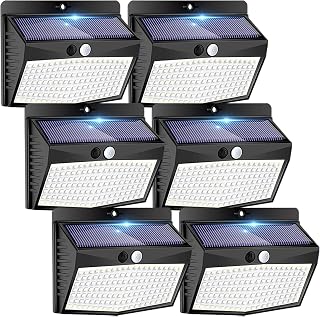 Peasur 6-Pack Solar Motion Sensor Lights Outdoor Waterproof Wall Lights 3 Modes for Garden Fence Yard Deck