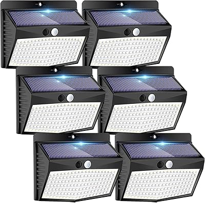 Peasur [6 Packs] Solar Lights Outdoor Motion Sensor Solar Security Lights Waterproof with 3 Lighting Modes Solar Powered Wall Lights Outside for Garden Fence Yard Deck