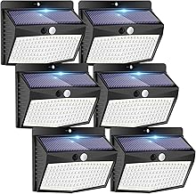 Peasur [6 Packs] Solar Lights Outdoor Motion Sensor Solar Security Lights Waterproof with 3 Lighting Modes Solar Powered Wall Lights Outside for Garden Fence Yard Deck
