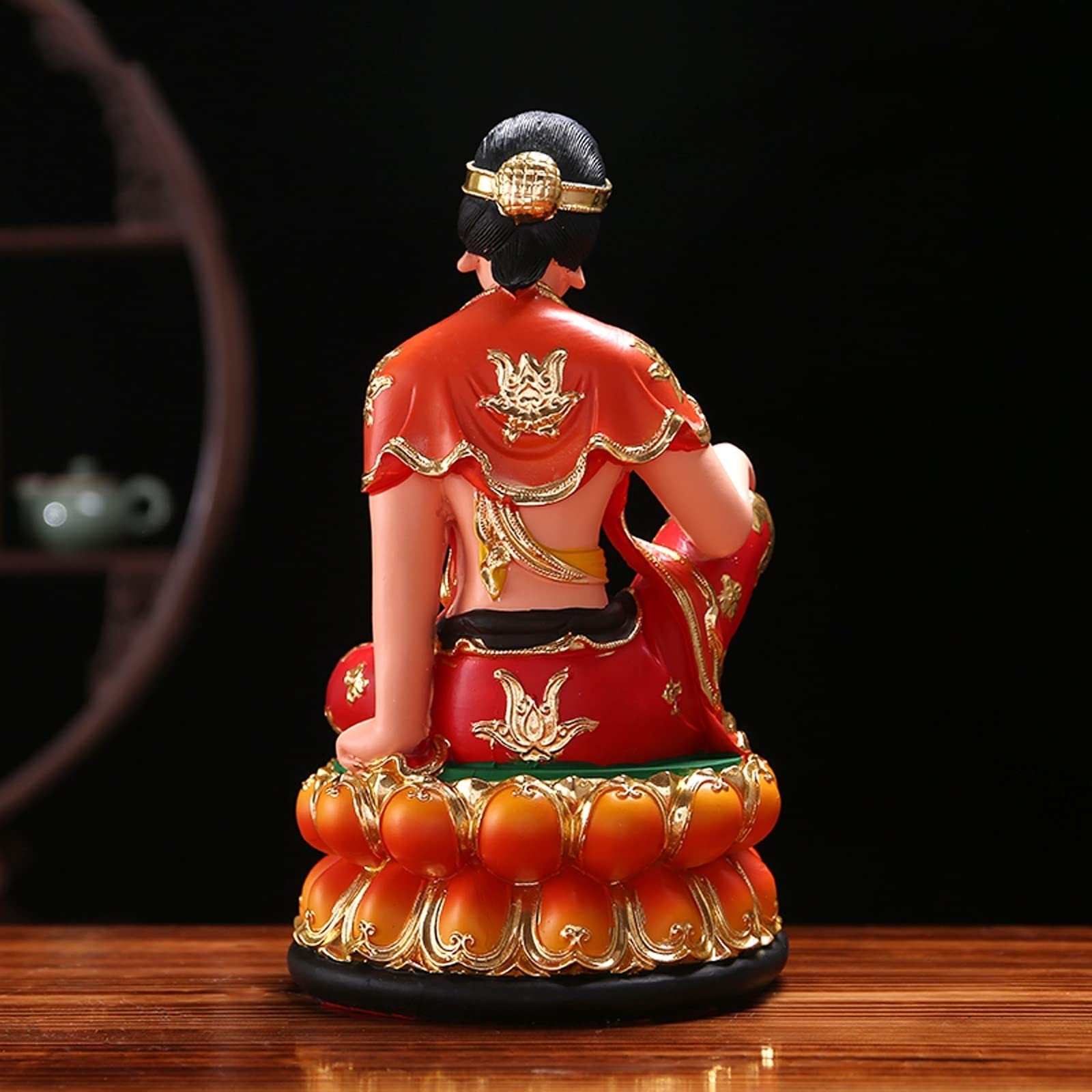ULTRAWAVE Estatua de Buda Decoración de Figuras míticas Sentado en el Trono de Loto Atractivo Decoración de estatuas de Buda Tranquila Feng Shui 11.8in (Resina) Estatuas Budistas
