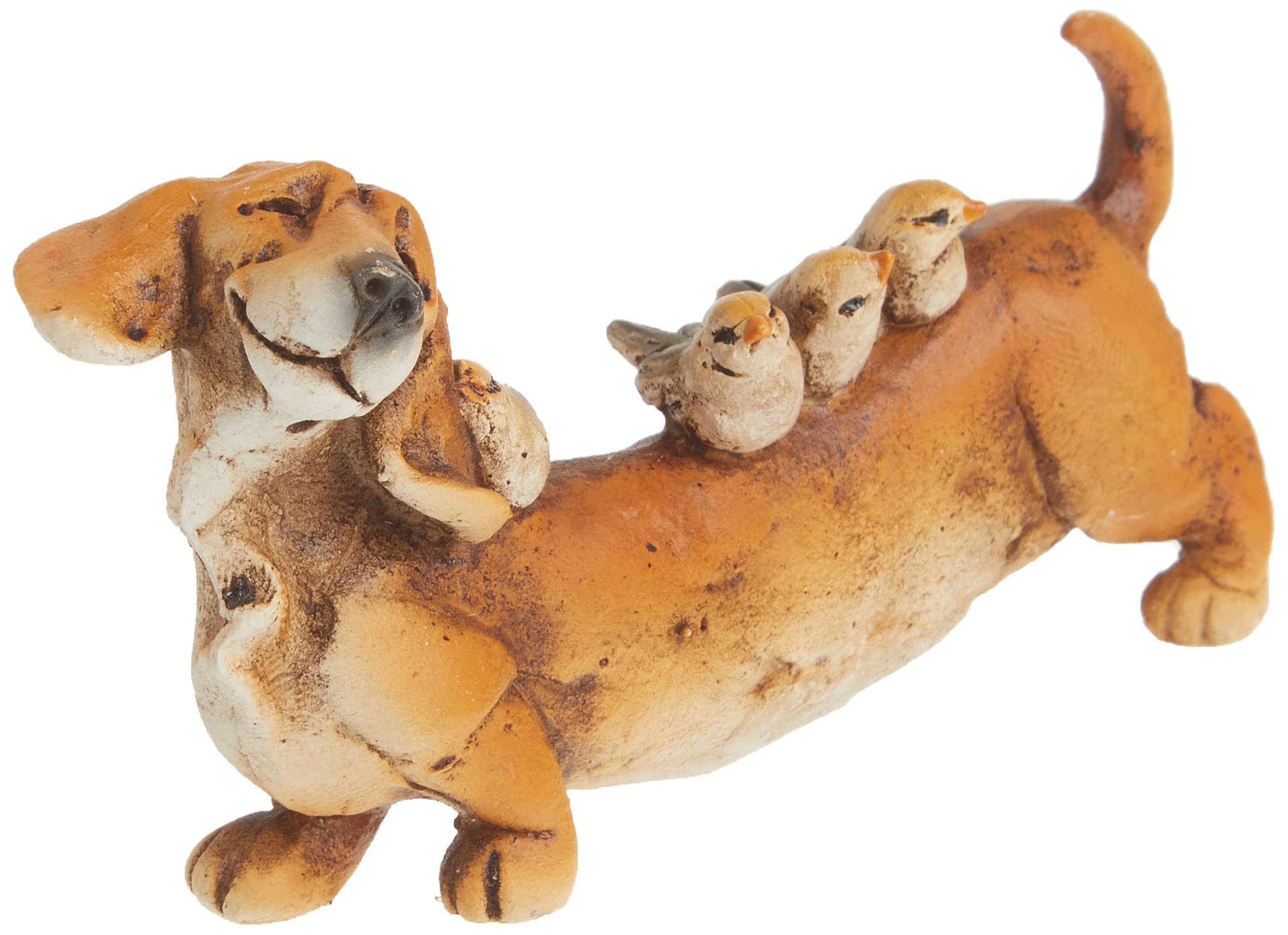 Top Collection Miniature Fairy Garden & Terrarium Dachshund and Birds Figurine, Brown