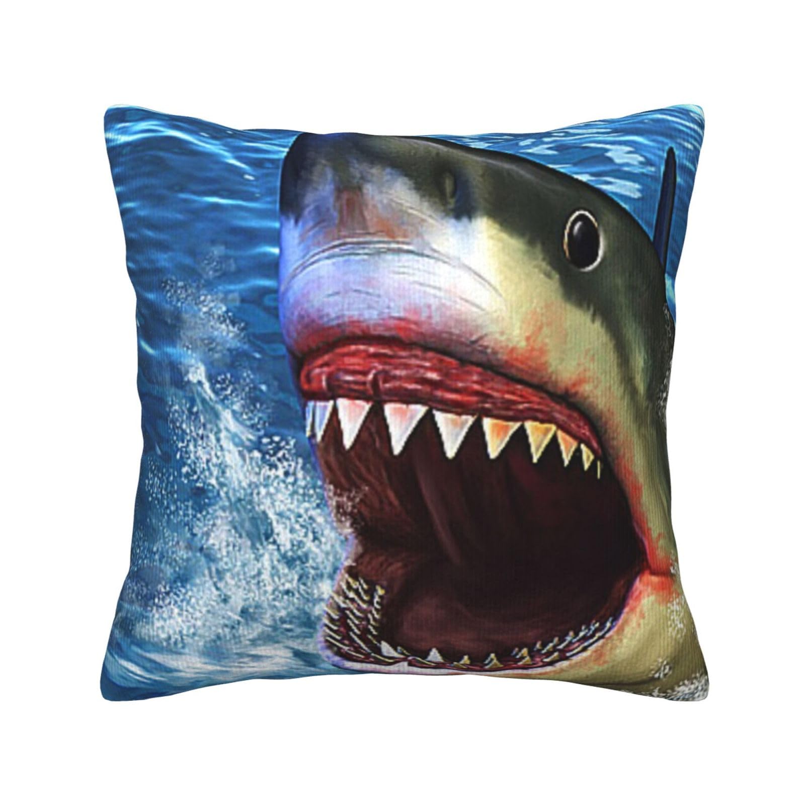 Housse de coussin velours côtelé requin 45x45 cm taie oreiller salon