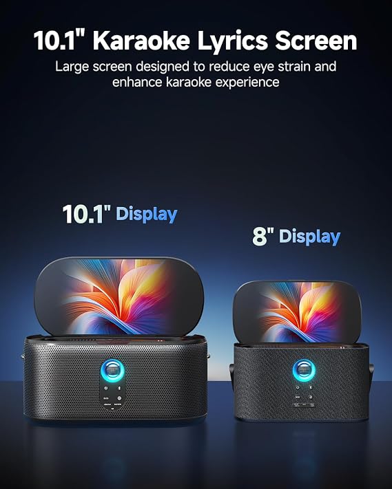 Ikarao Karaoke Machine for Adults, with Lyrics Display, 10.1 Screen, 280W, 2+2 Channel, 2 Wireless Microphone, Autotune EQ, Self-Charging, Portable Home Karaoke System with KaraFun Prime, HDMI for TV