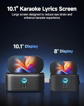 Ikarao Karaoke Machine for Adults, with Lyrics Display, 10.1 Screen, 280W, 2+2 Channel, 2 Wireless Microphone, Autotune EQ, Self-Charging, Portable Home Karaoke System with KaraFun Prime, HDMI for TV