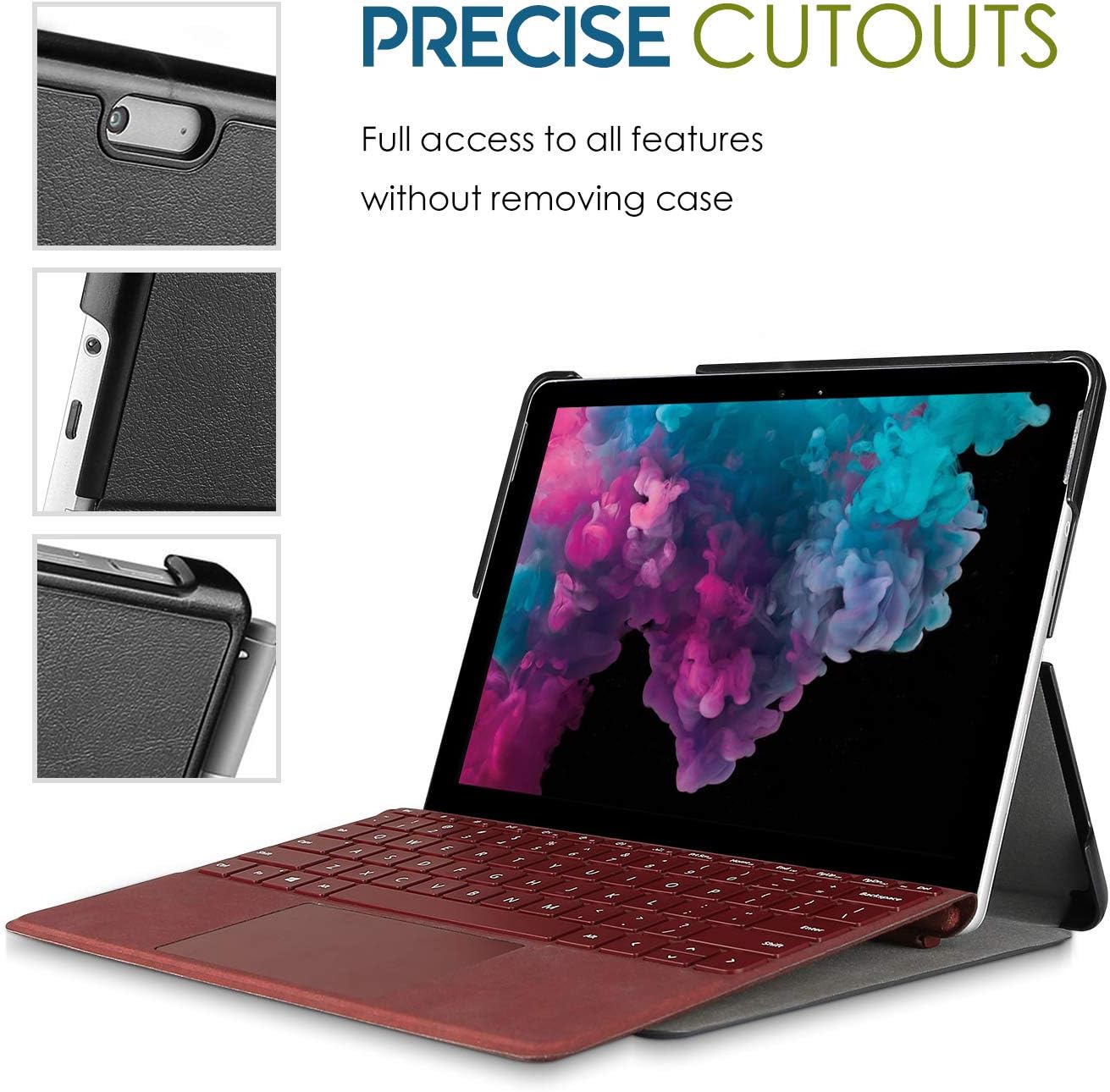 ProCase Case for 12.3" Surface Pro 7 Plus/ 7/6/ 5/ Pro 2017/ Pro 4/ Pro LTE, Slim Light Smart Cover Stand with Built-in Pen Holder, Compatible with Surface Type Cover -Black