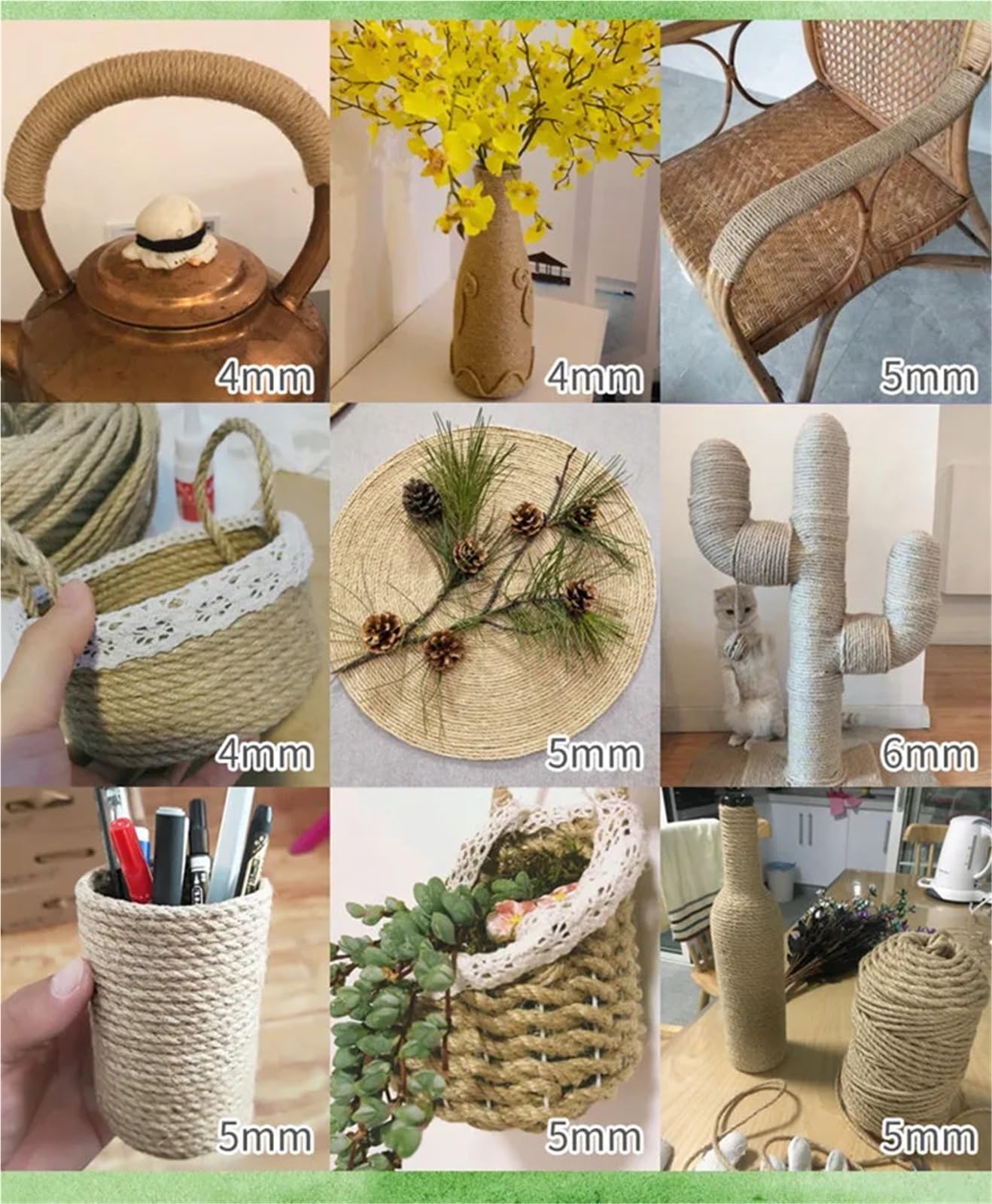 Corda Canapa Naturale 12/14/16mm 5/10/20/30M Corda di Iuta Naturale Rotoli Spago Cavo Canapa Ritorto Macrame String Pet Graffi Fatti A Mano Decorazione Del Mestiere DIY