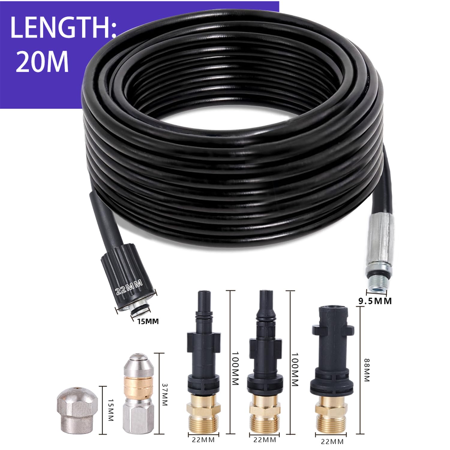 Kit Sonda Sturatubi Per Idropulitrice - 15m, 200bar, Per Kärcher K2-K7 - Foto 5