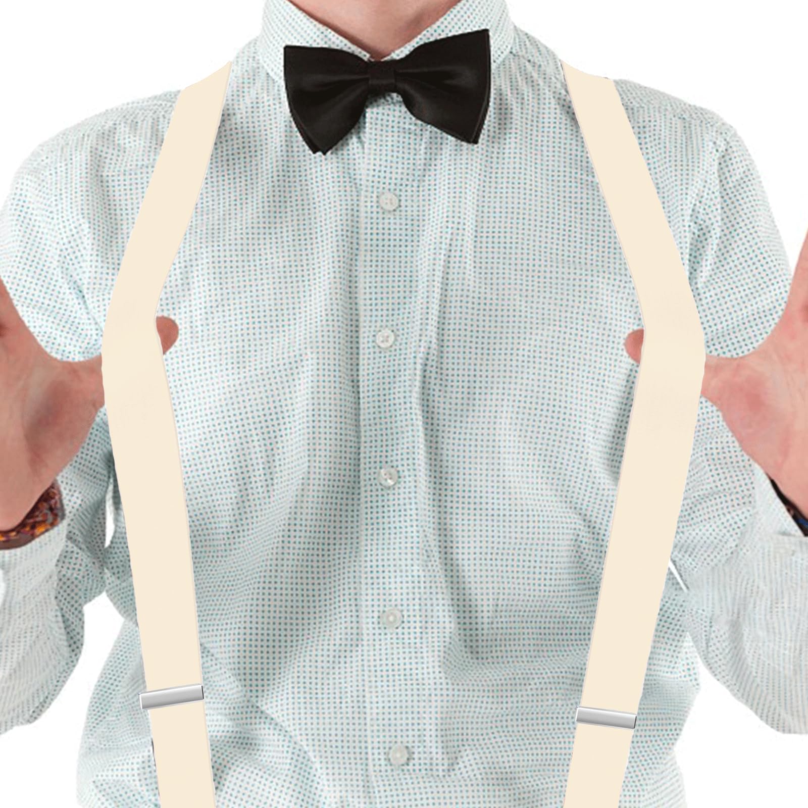 Bretelle da Uomo per pantaloni con 4 clip forti 4 cm di larghezza, per Uomini e Donne Grandi e alti Larghezza Regolabile di Elastiche e Forma a X Elastica