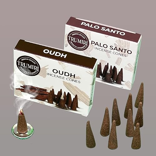 Miniatura 7 de Conos de incienso  Paquete combinado de 20 conos de incienso  10 Palo Santo + 10 Oud  Conos de insencia  Conos de incienso perfumados  Aromas de