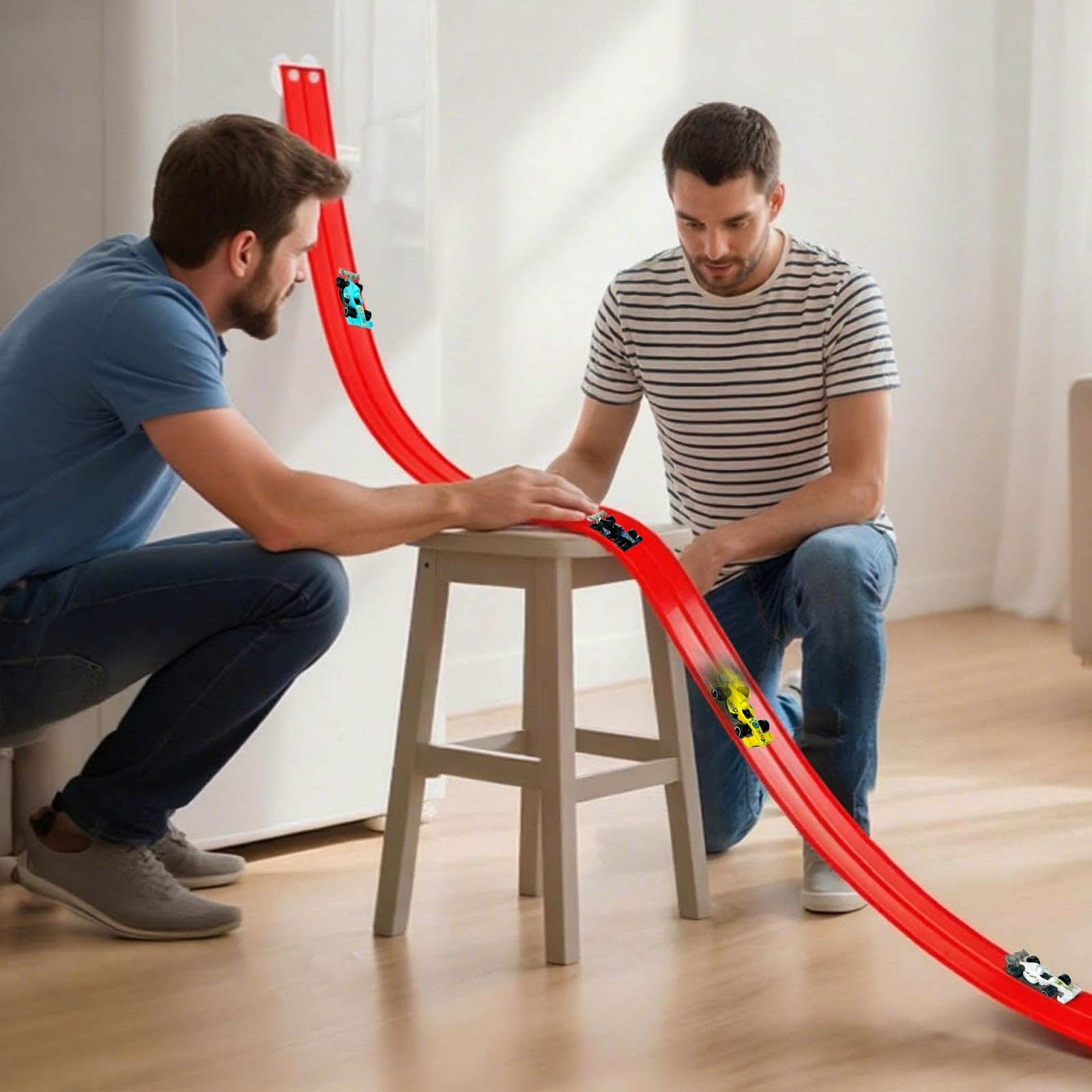 Pista flessibile per auto da corsa per bambini, 4,5 m, portatile