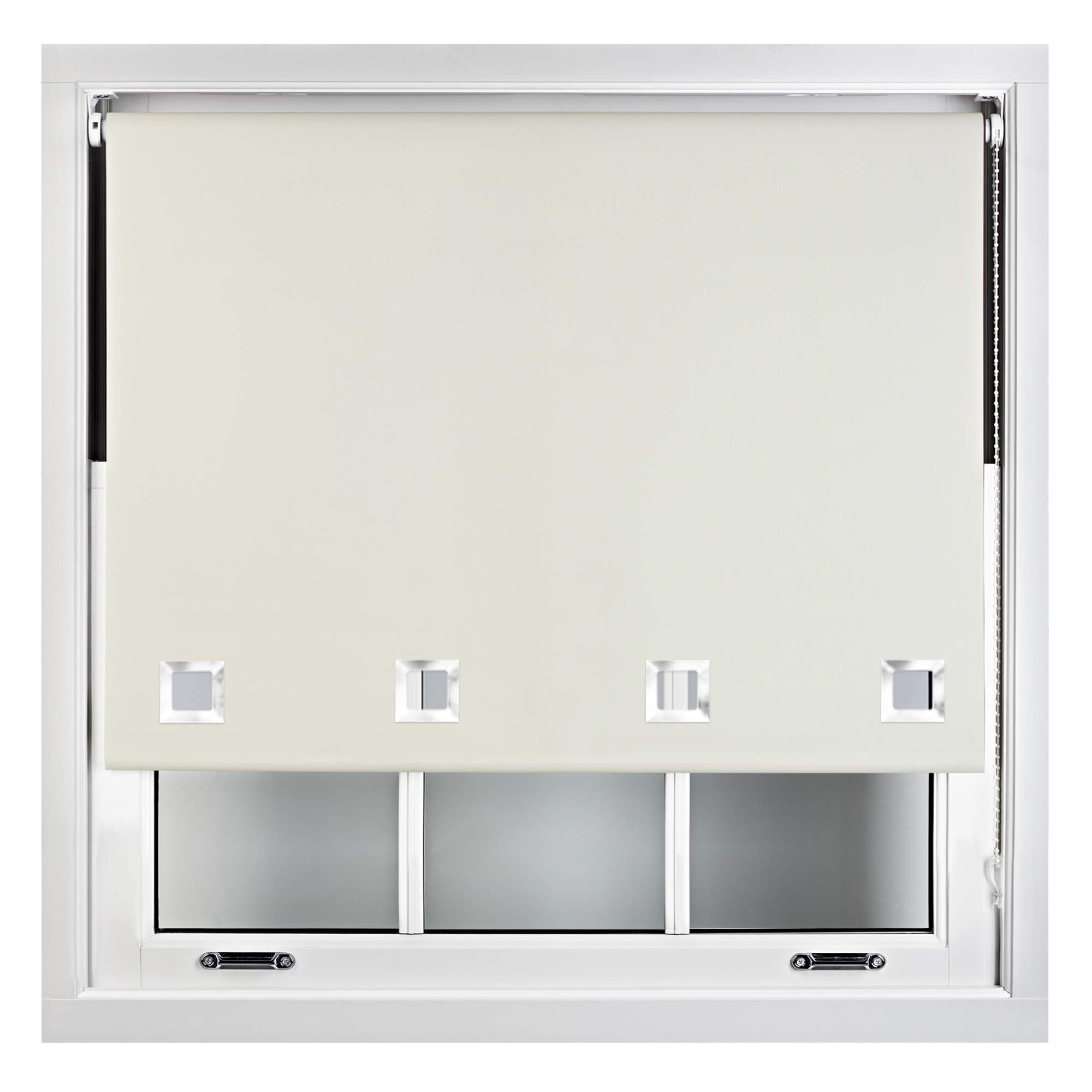 FURNISHED Blackout Roller Blinds with Large Square Eyelets - Made to Measure - Cream 120cm x 165cm