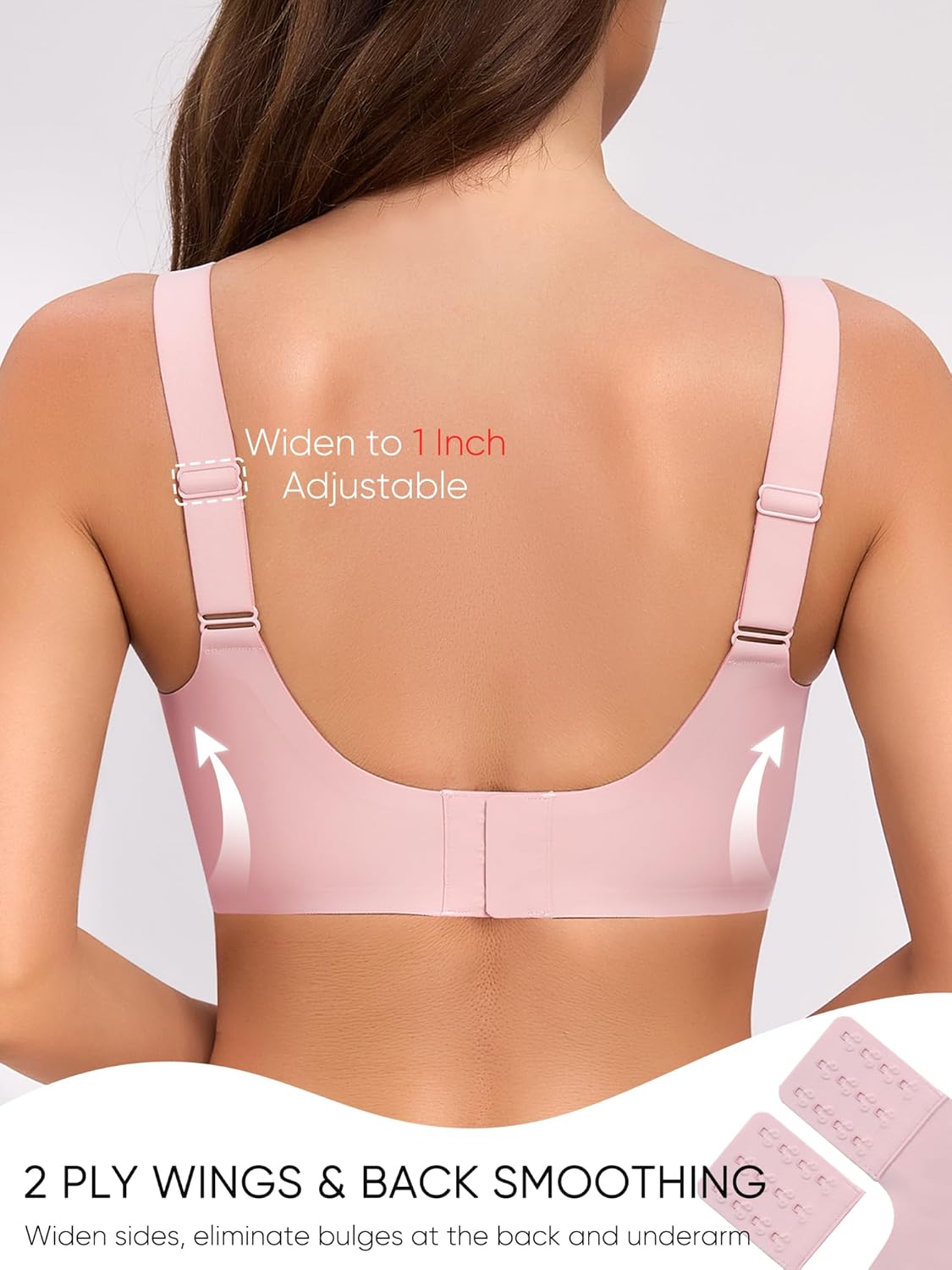 Gailife Crossover Bras for Women No Underwire Wireless Bralettes Seamless Supportive T Shirt Everyday Bras-Pink,L - Image 5