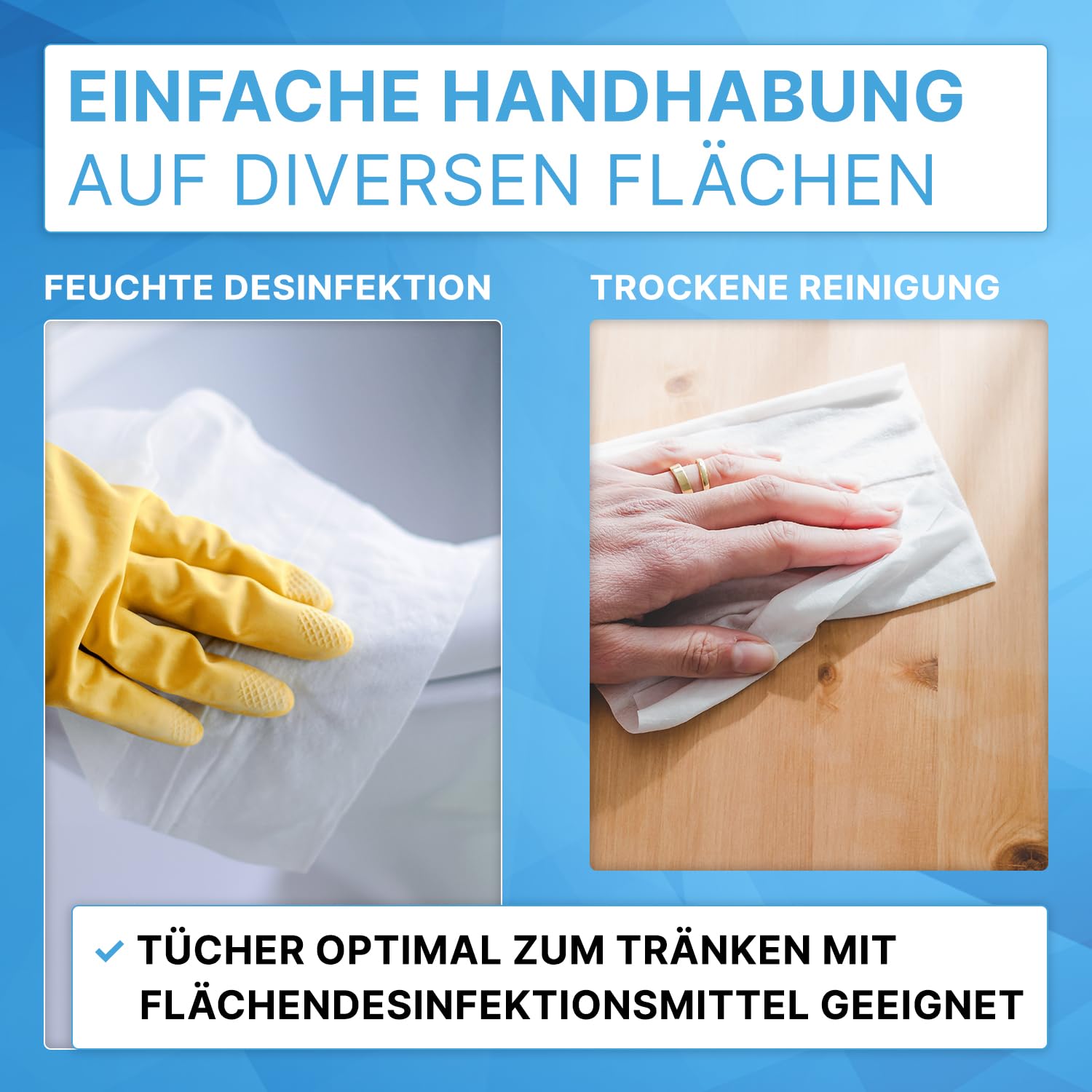 12x ARNOMED® Desinfektionstücher Trocken [140 Blatt/Rolle], Vliestücher | Flächendesinfektionstücher 15x30cm, Dry Wipes Disinfectant, Vliesrolle mit Reinigungstücher Flächendesinfektionsmittel Tücher