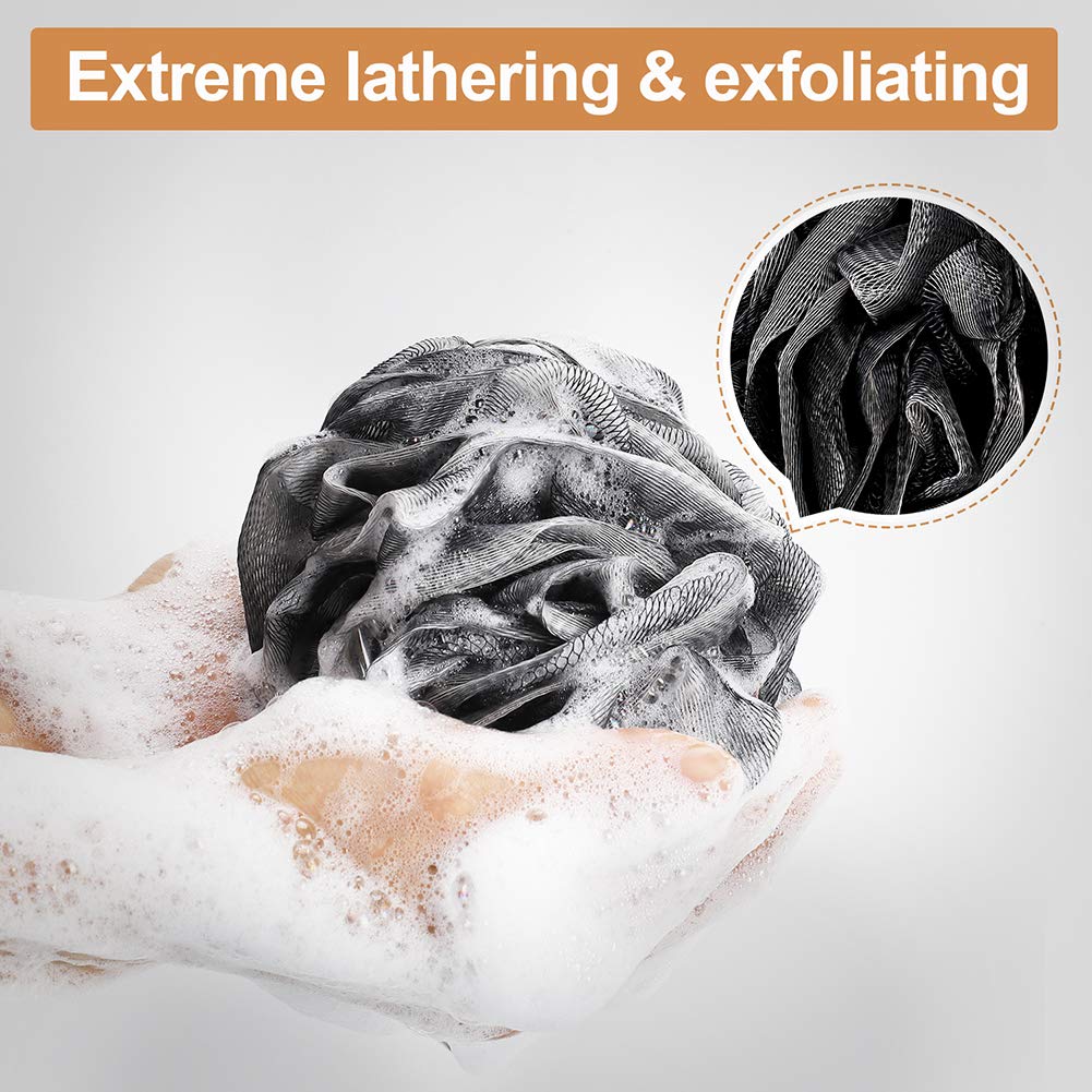 Esponja de baño de loofah, Novosun suave juego de esponja de ducha extra grande para hombres y mujeres, exfoliante, limpia, calma la piel, paquete de 4, XL 75 g