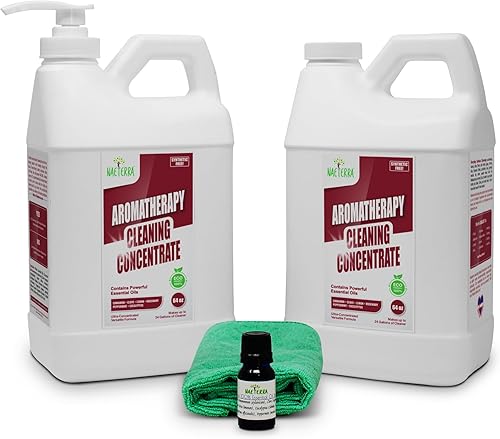 Naeterra Aromatherapy Cleaning Concentrate 1 galón | Limpiador multisuperficie | Incluye toalla de microfibra y mezcla de aceites esenciales de 0.3