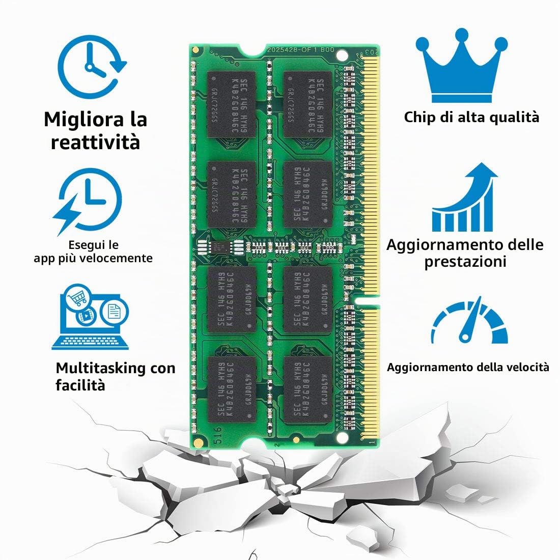 PC3L-12800S 8GB Kit (2x4GB) DDR3L 1600 SODIMM RAM, 4GB DDR3 1600MHz 2Rx8 PC3 12800S Non-ECC 1.35V CL11 204-Pin Memoria Laptop
