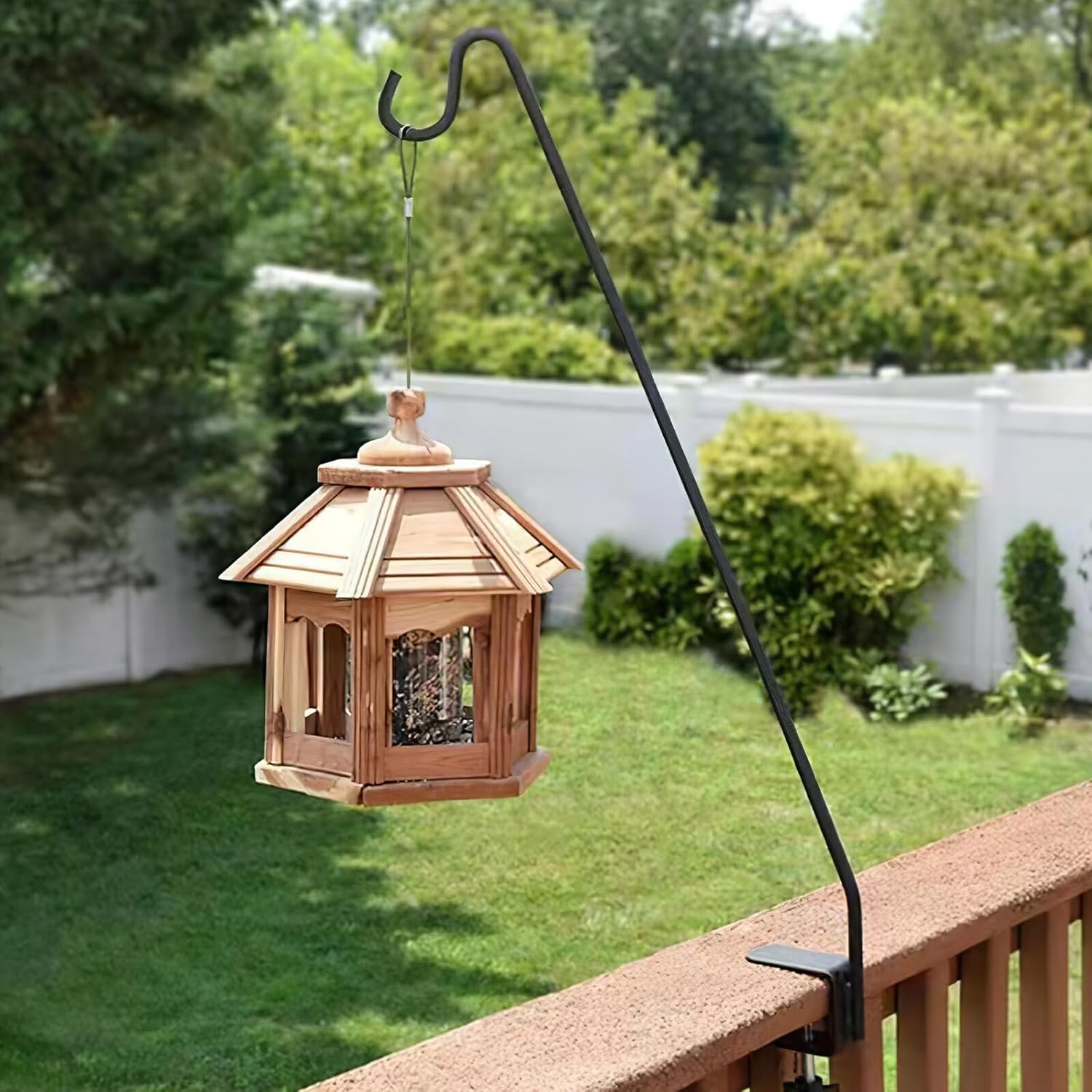 VILLCASE Heavy Duty Outdoor Shepherd Hook Garden Pole Stake with Detachable Iron Hook for Bird Feeder and Lantern Hanging for Patio and Courtyard Décor