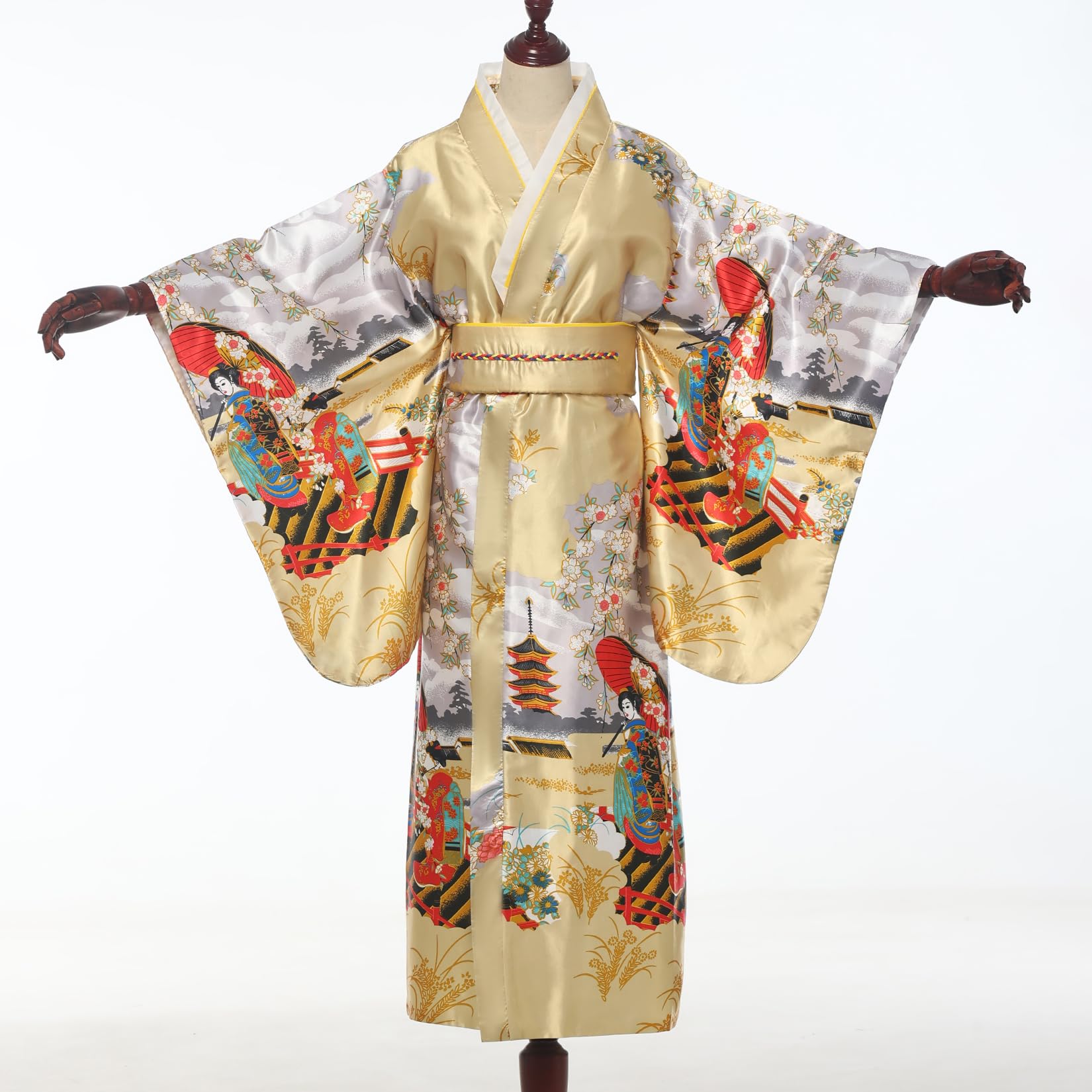 BPURB Bata tipo kimono para mujer, vestido tradicional japonés, geisha, yukata, fiesta de Halloween, cosplay, disfraz de fotografía