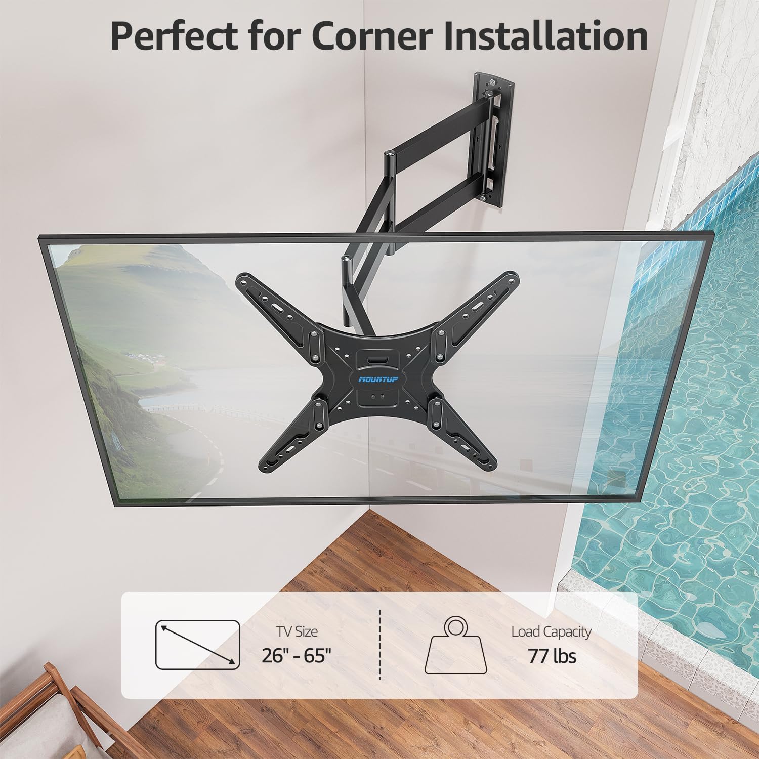 MOUNTUP Outdoor Full Motion TV Mount & Outdoor Ceiling TV Mount Bundle