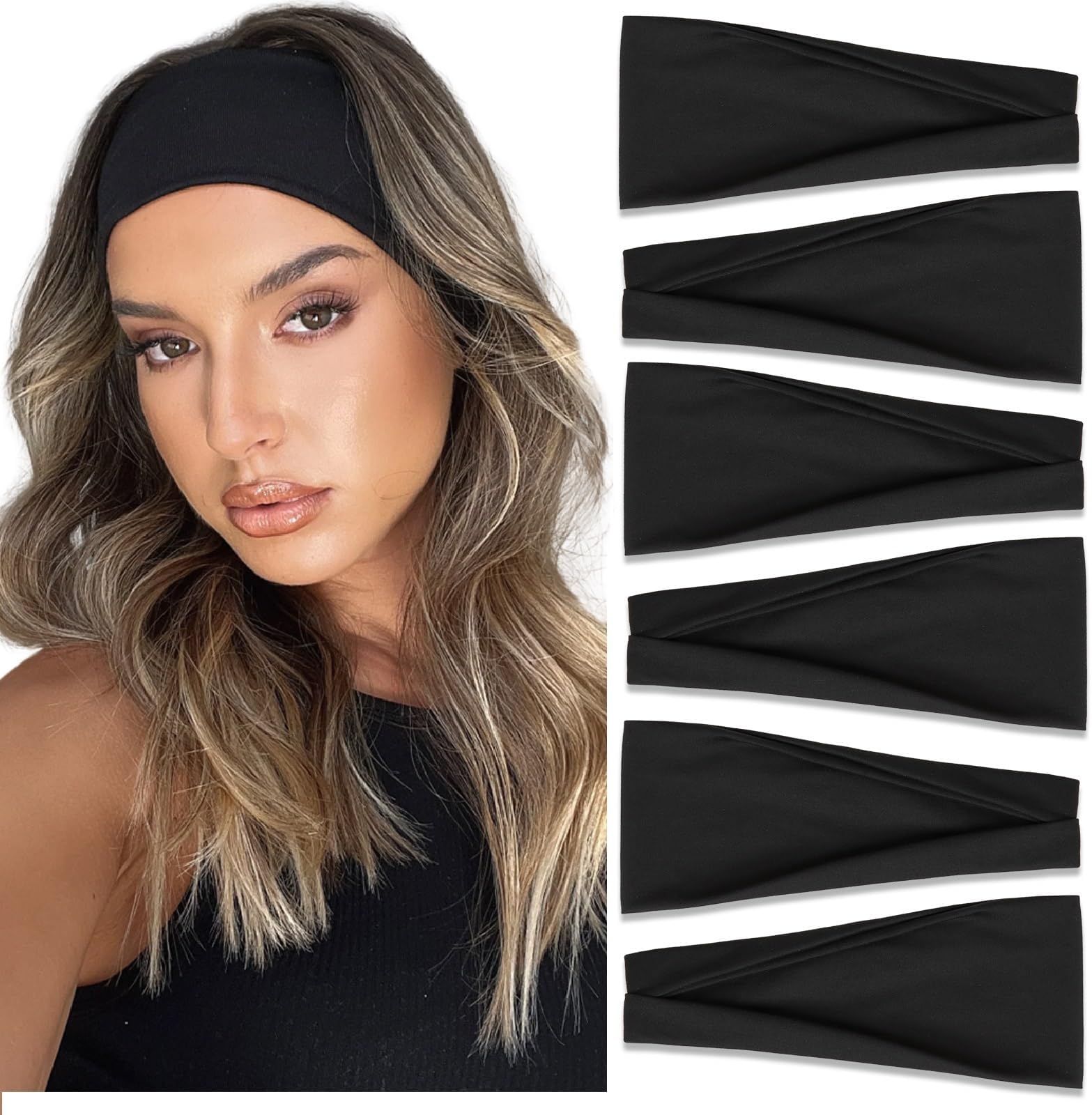 Wecoe 2 Pack Knotted Headbands For Women Red Navy Blue Wide Headbands Hair Bands