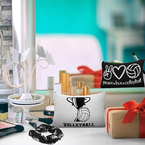 Miniatura 6 de Sotiff 24 piezas de regalos de voleibol para niñas adolescentes, incluye bolsa de maquillaje de voleibol y coleteros deportivos para el cabello,