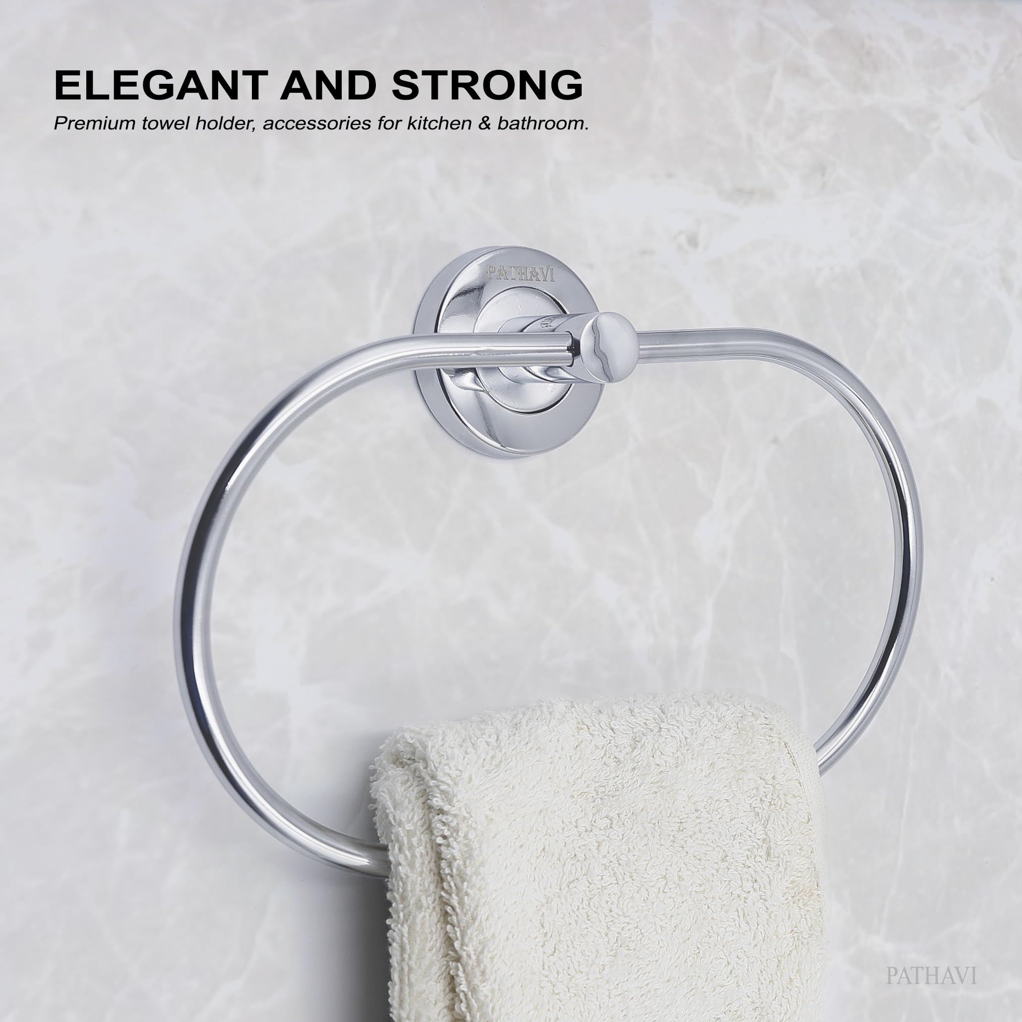 Stainless Steel Towel Holder for Bathroom | Wash Basin | Towel Hanger | Napkin Holder for Wash Basin | Towel Ring| Bathroom Accessories (Oval, Chrome Finish, Pack of 1) — Amazon image 3