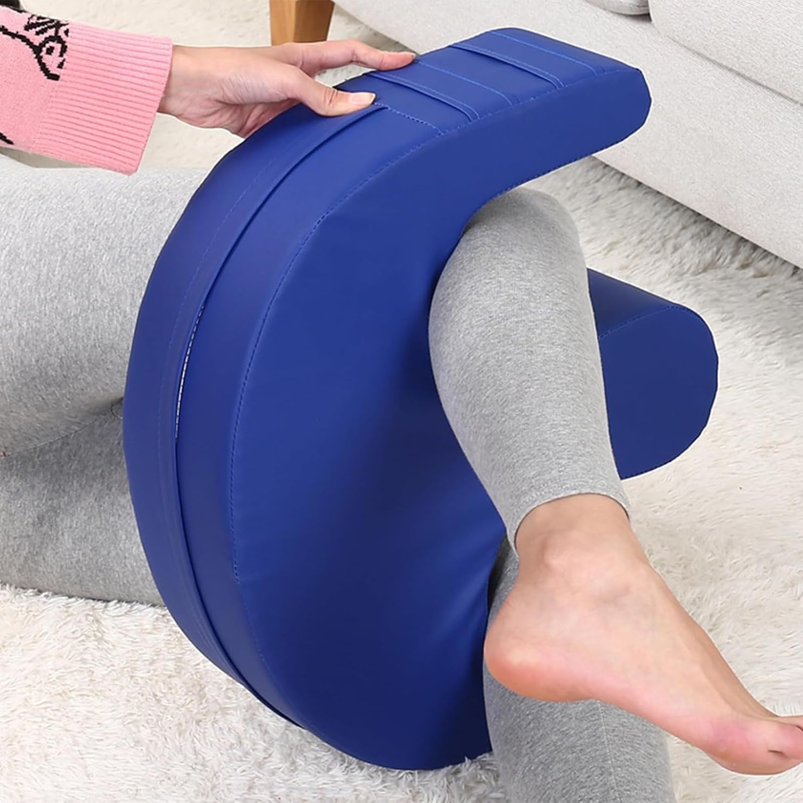 Dispositivo Di Rotazione Del Paziente Impermeabile in Pelle PU Strumento Infermieristico A Forma Di U Roll Over Con Comodo Cuscino Per La Rotazione Del Paziente Fasciato Per Anziani,Blu