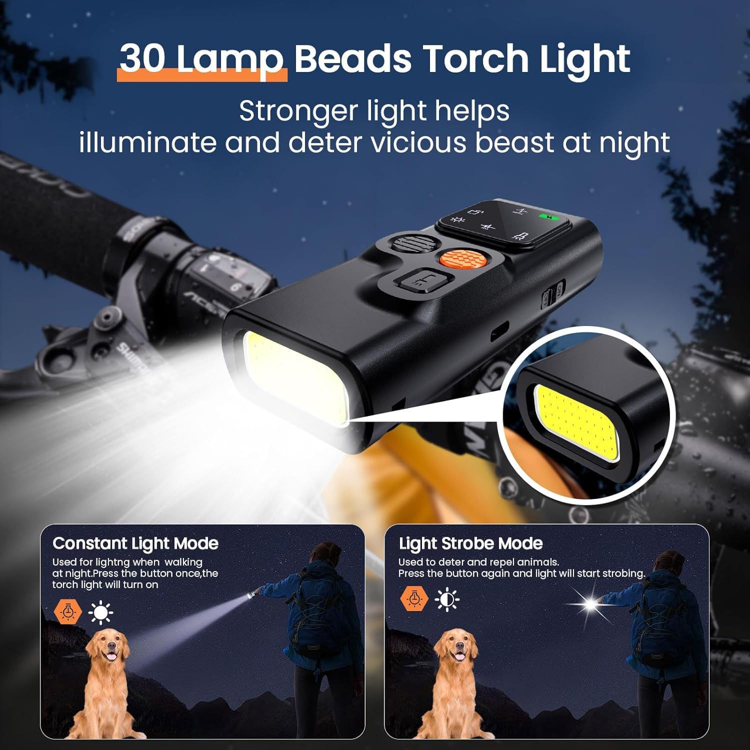 Antibell Ultraschall Gerät, 2 Modi Anti Bell Gerät Hunde mit Stroboskop Taschenlampe, 30 Fuß Tragbares Antibell für Hunde mit Display für die Meisten Hunde im Innen- und Außenbereich