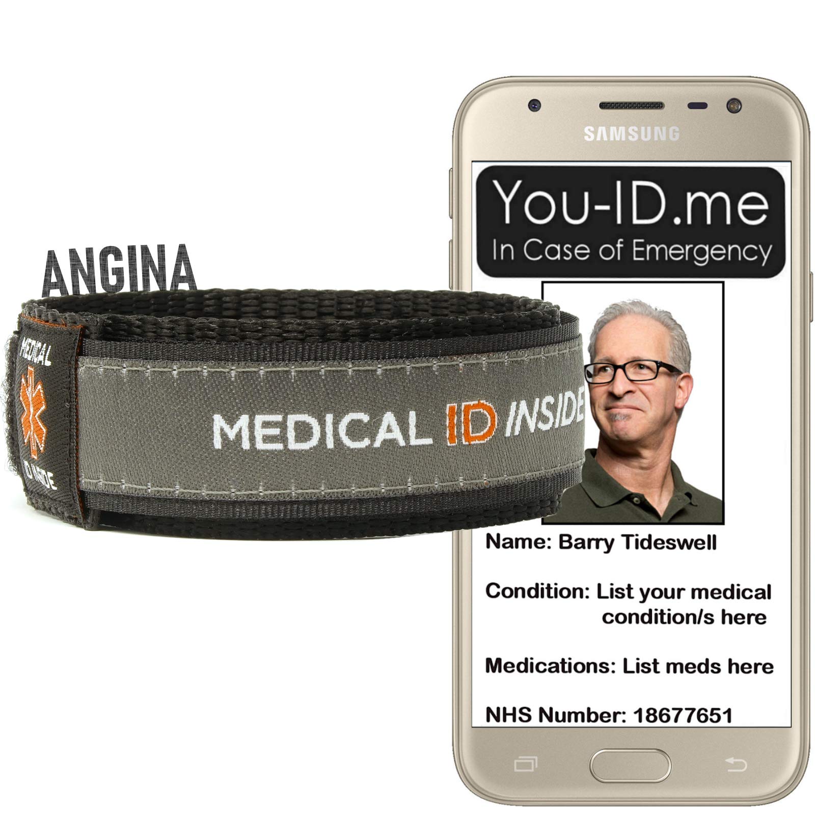 Buy Angina Bracelet, Angina Alert Wristband, Medical ID, Write On ID