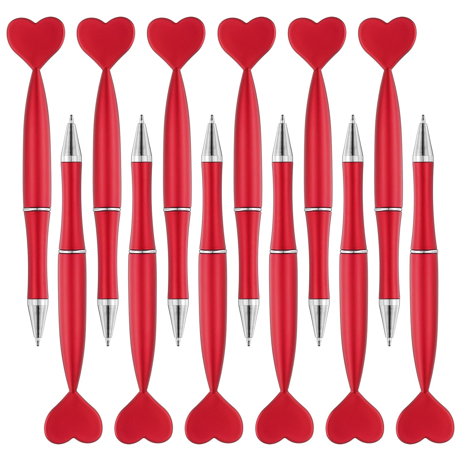 PATIKIL 12 Pcs Heart Ballpoint Pens, 1.0mm Tip Cute Twist Writing Pens Black Ink for Home Office Writing Supplies Valentine's Christmas Wedding Party Gifts, Red