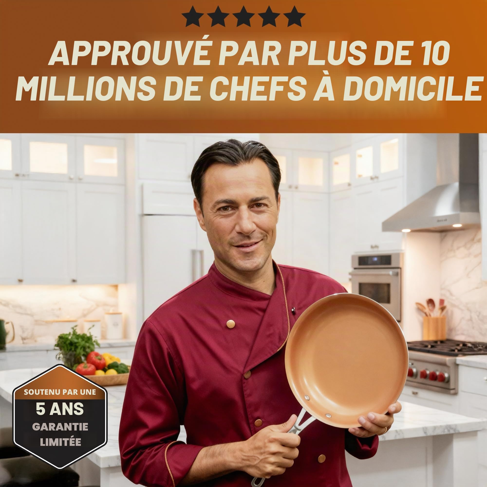 Ensemble de 20 casseroles et poêles Gotham Steel, Batterie de Cuisine complète et ustensiles de Cuisson | Revêtement céramique antiadhésif en cuivre : poêles à Frire
