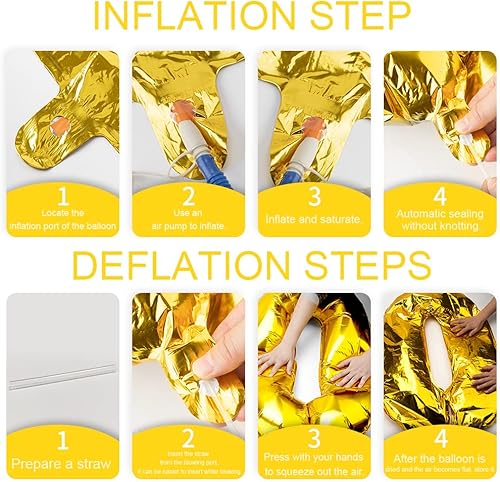 Miniatura 6 de Globo de número, globos de números de 40 pulgadas, globos dorados del número 3, globo gigante, globo de números de feliz cumpleaños, números grandes