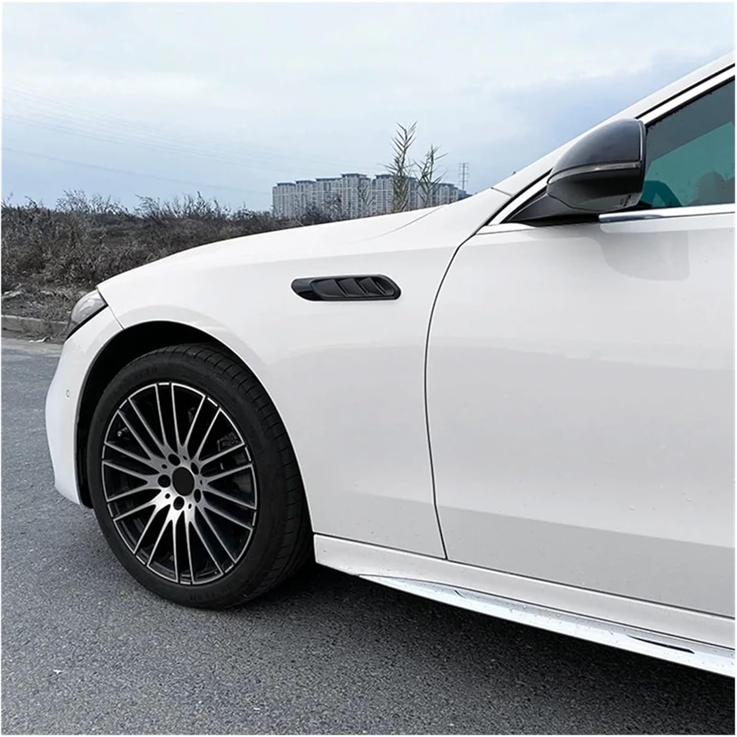 Car Side Air Vent Cover Trim Mudguard Sticker Compatible C-Class W206 2022+ C200 C260 / C63 Bright Black