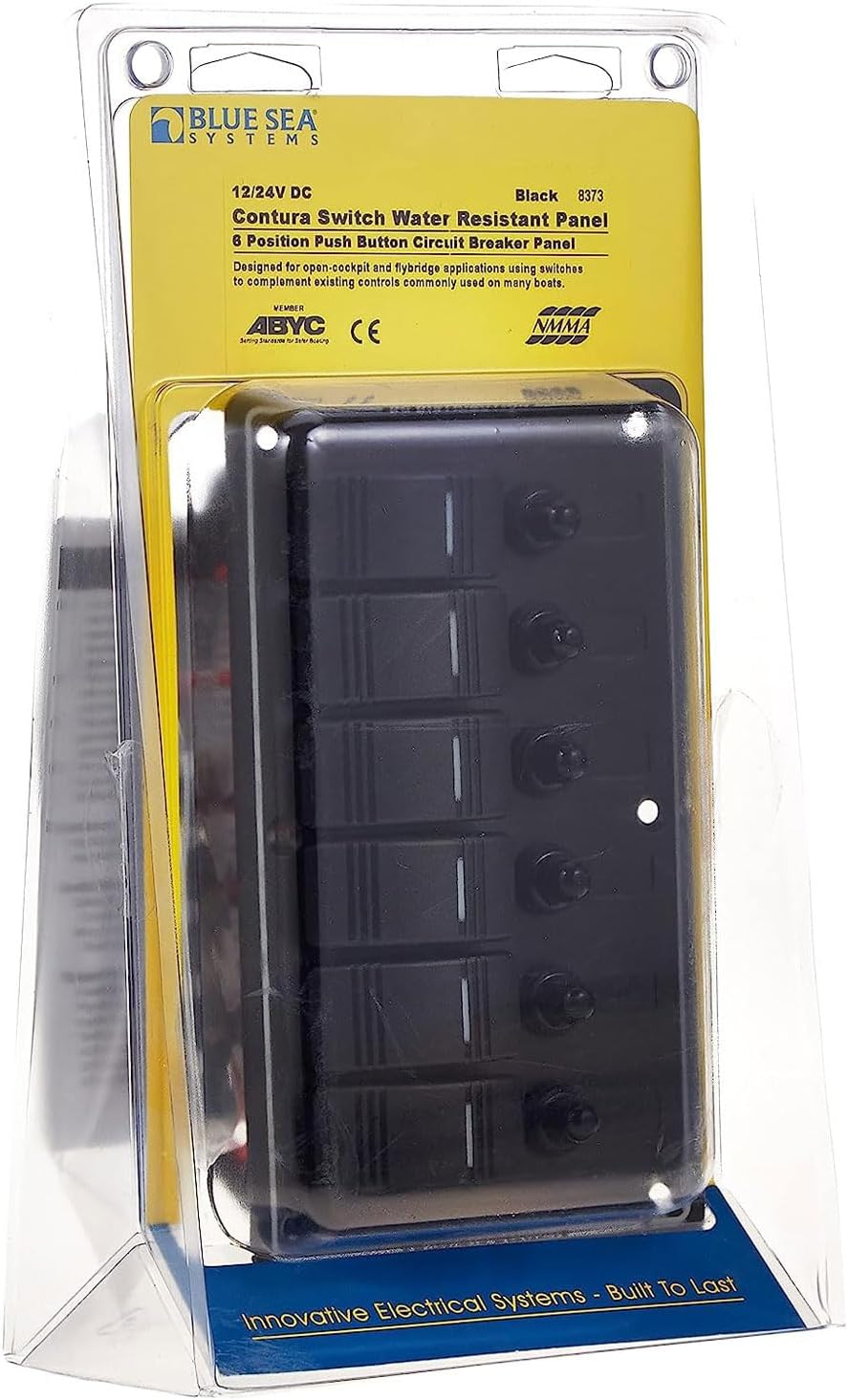 Blue Sea 8373 Water Resistant 6 Position - Black - Vertical Mount Panel