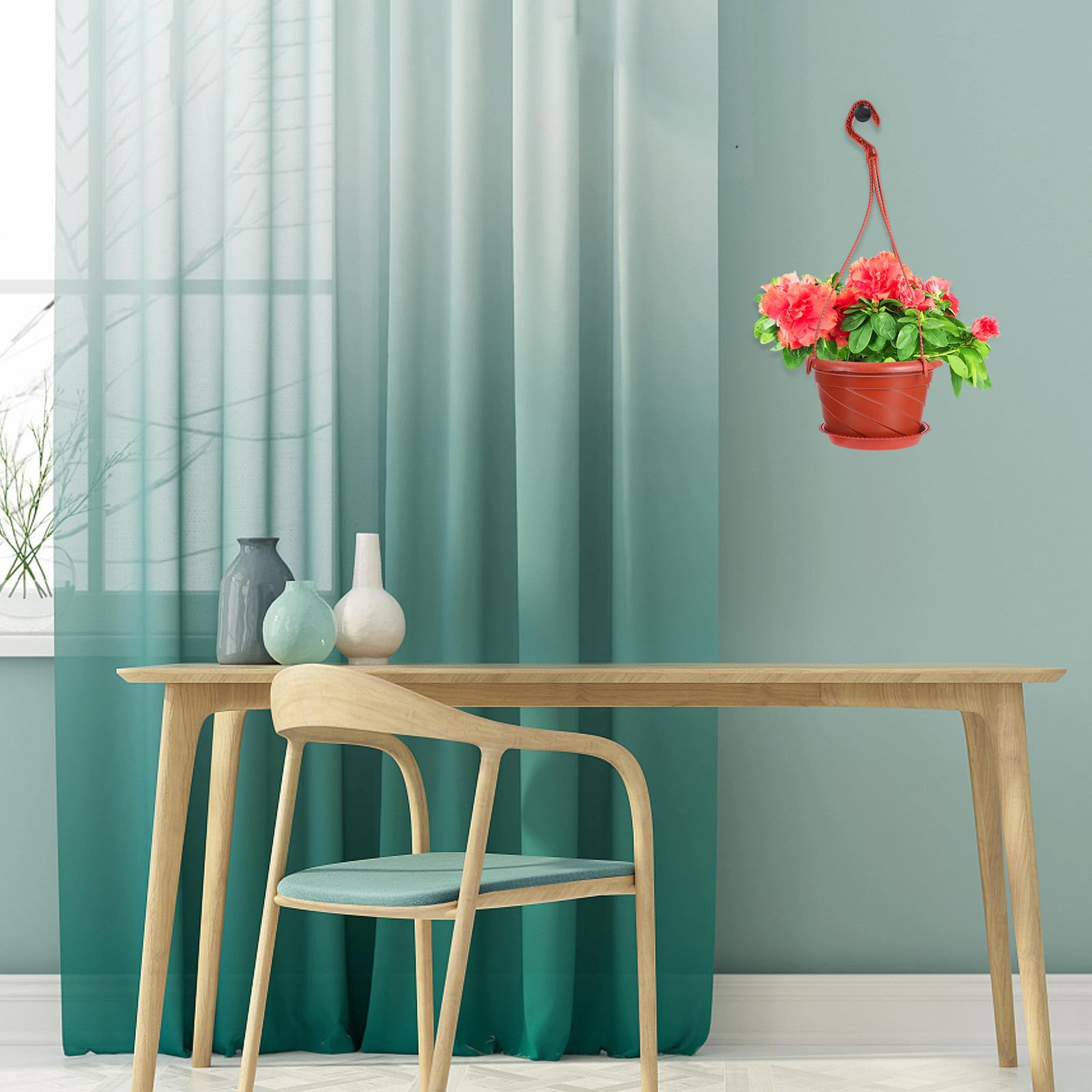 PLAFOPE 10ensembles Lot de Pots de Fleurs Suspendus Plastique Rouge Support pour Plantes Vertes Accessoires de Jardin pour Intérieur et Extérieur de Jardinières avec Casiers et Plateaux